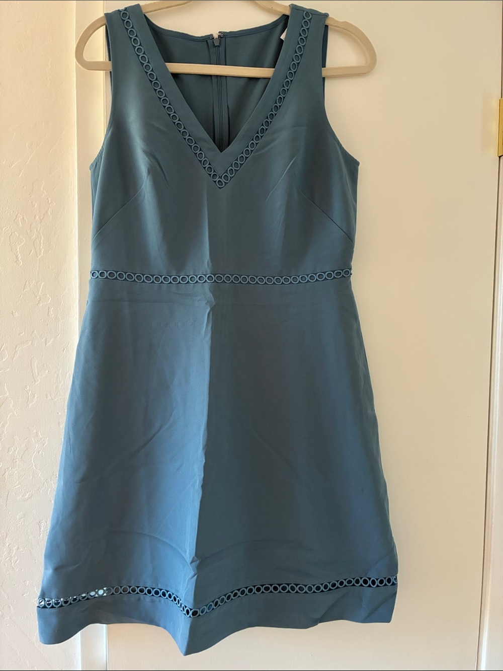 LOFT Teal Blue Sleeveless V-Neck A-Line Dress